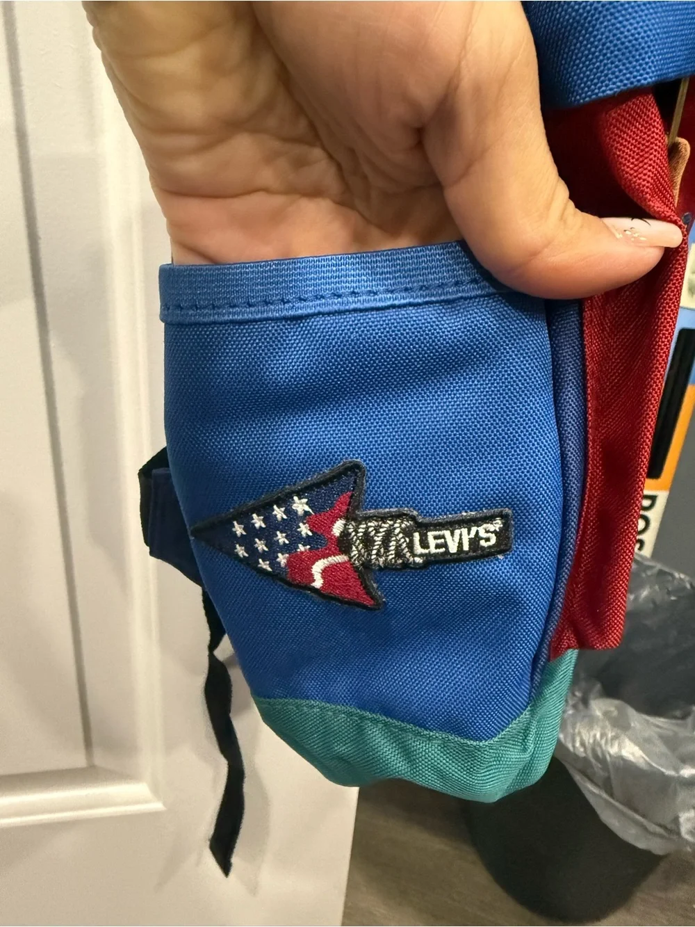 Levi's Teal Navy Royal Blue and Red Canvas Backpack